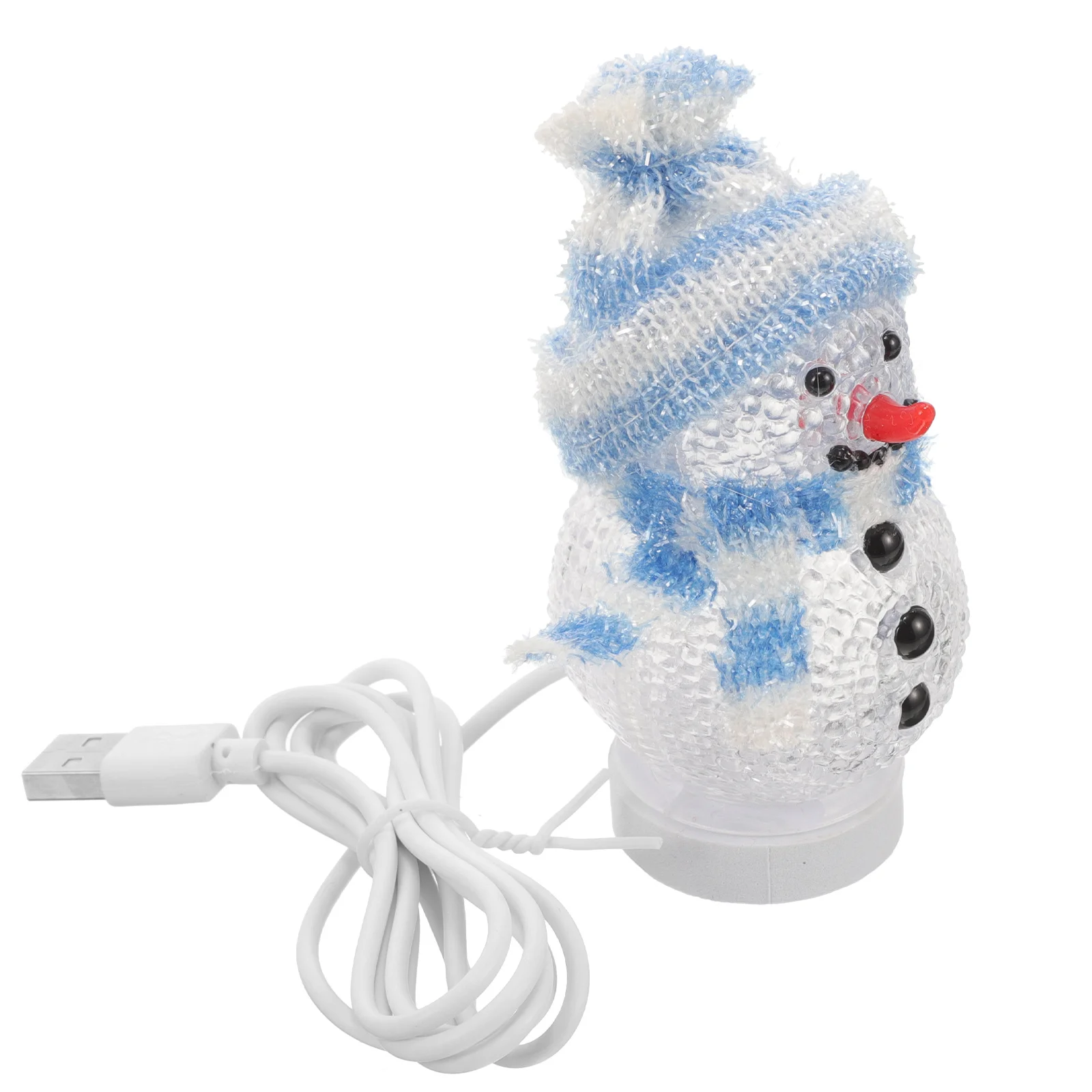 مصباح طاولة مزخرف بتصميم رجل الثلج المتغير يعمل بمنفذ USB لهدايا عيد الميلاد باللونين الأزرق والضوء