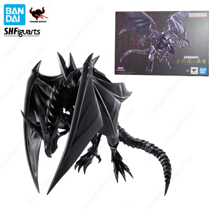 In Stock Bandai Original S.H.MonsterArts SHM Yu-Gi-Oh Red Eyes Black Dragon Anime Character PVC Collectible Model Toy