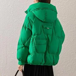 Abrigo acolchado con capucha para mujer, Parka cálida, Top corto, moda coreana, talla grande, venta al por mayor, envío gratis