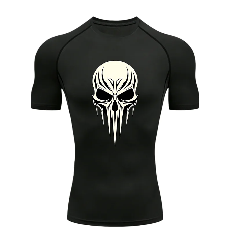 Totenkopf-Muster 2026 Herren-Sport-T-Shirt, Training, Fitness, Kompression, Workout, T-Shirt, sportliche T-Shirts, Fitnessstudio, T-Shirts, Laufen