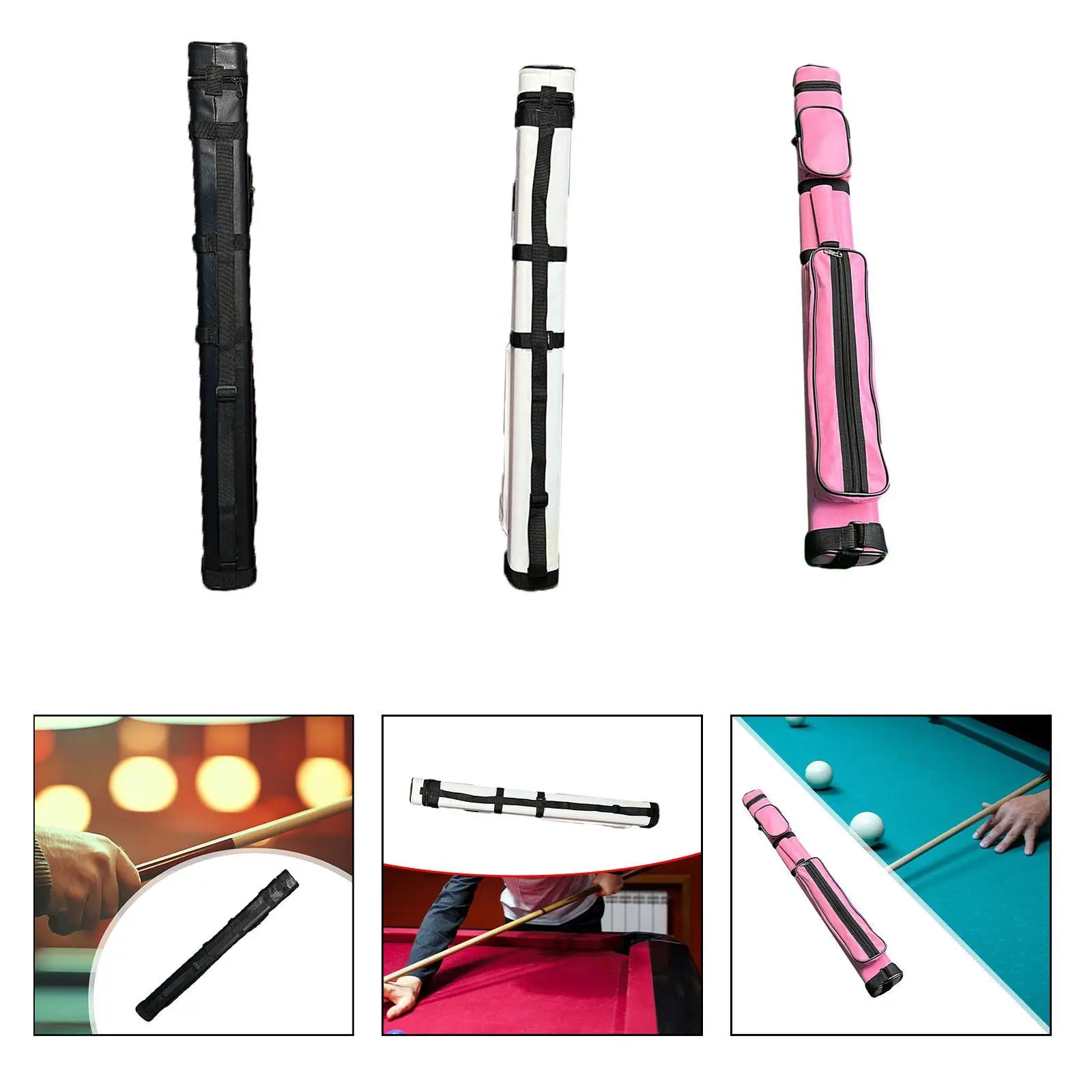 Pool Cue Sticks Bag 1/2 Snooker Billiard Cue Case Carrier Billiard Stick Storage Bag 5 Holes Cue Bag Wear Resistant Carrying Bag