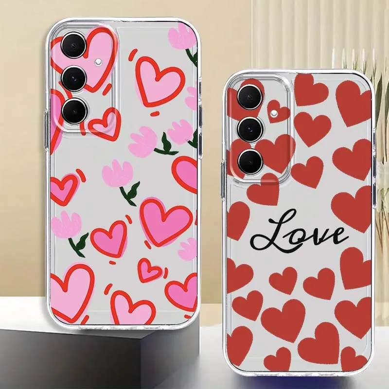 

Pink heart shaped pattern For Samsung Galaxy A73 A72 A71 A55 A54 A53 A52 A51 A33 A25 A22 A15 A14 A05 TPU Transparent Phone Case