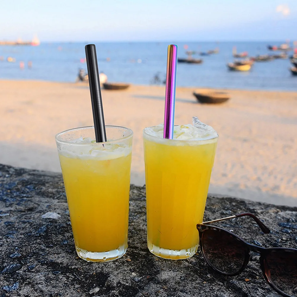 

1 set Stainless Steel Straws Set Reusable Milk Tea Drinking Straws Rust-Proof Multipurpose Stirrers For Home Camping Kitchen