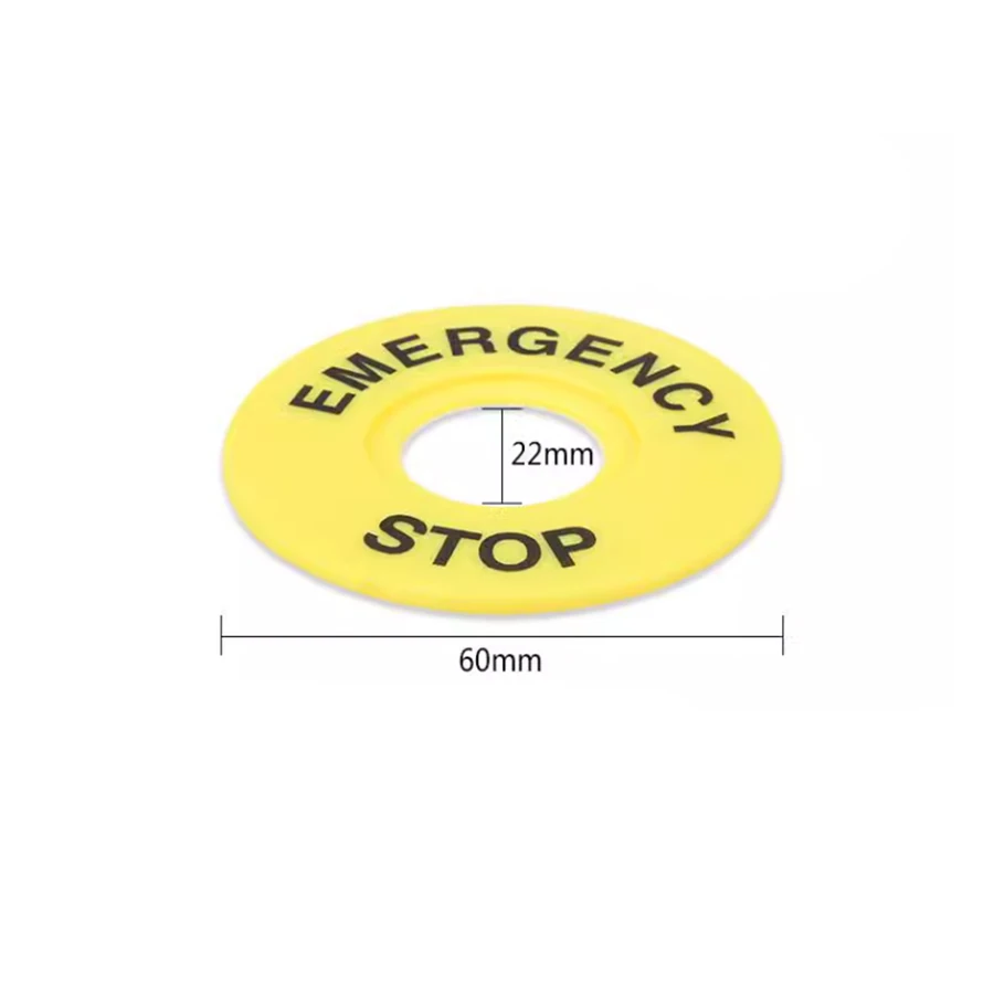 Direct Selling Emergency Stop Button Switch 22mm Button Sign Frame Emergency Stop Sign Warning Circle Sign STOP60mm