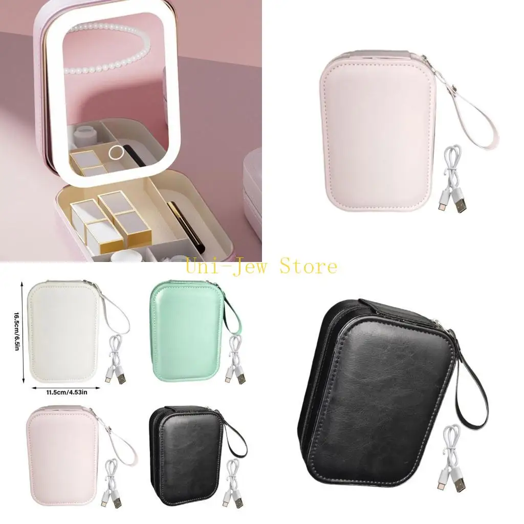 

40 ГБ дорожные органайзеры для макияжа, светодиодная зеркальная шкатулка для драгоценностей, портативная коробка для хранения