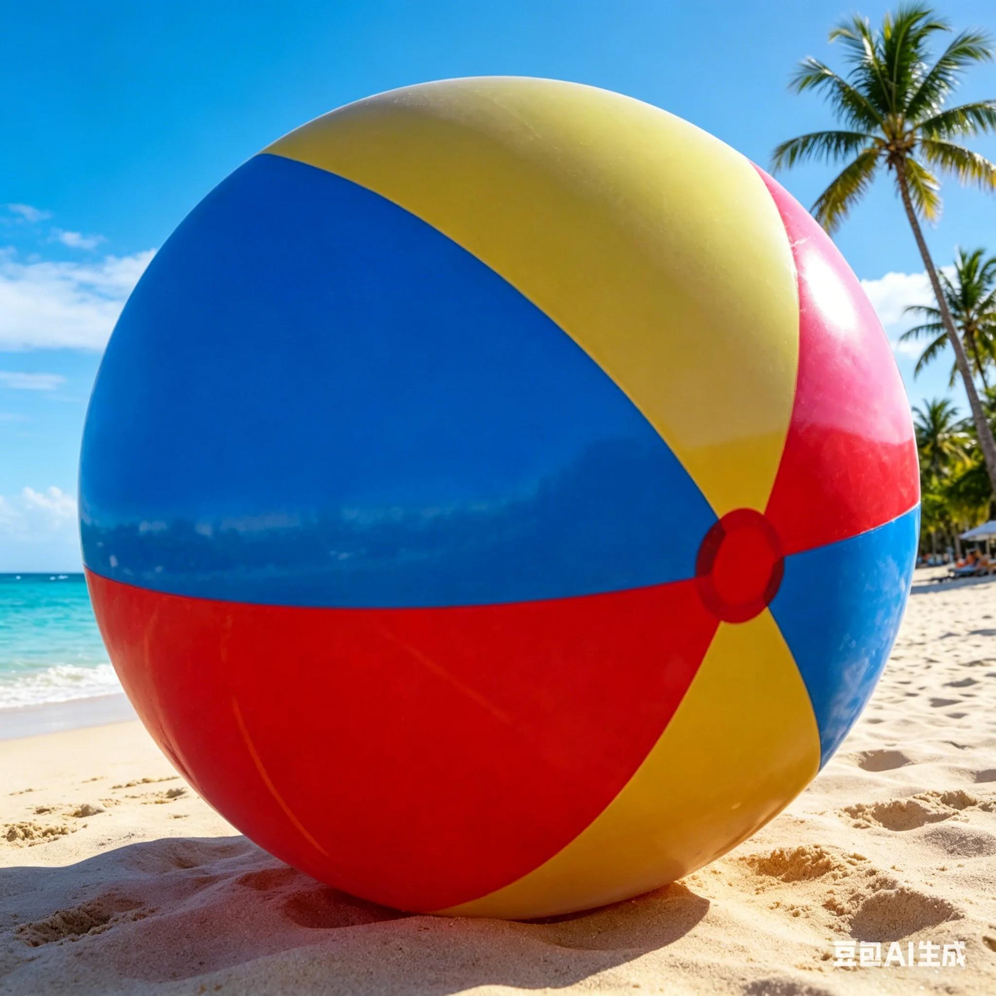 

Extra Large Inflatable Beach Ball with Rainbow Stripes, Durable PVC Outdoor Toy for Family, School Events, Team Building