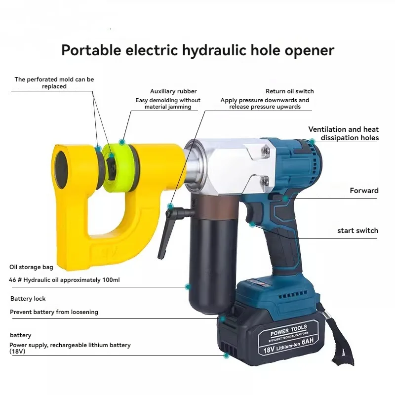 90KN 전기 유압식 다리 천공기 충전식 리튬 배터리 다리 천공 작업물 펀칭기