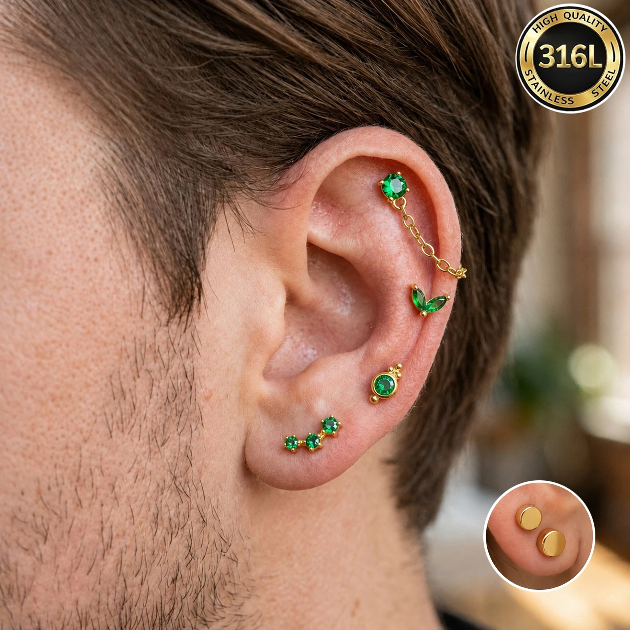 Body Jewelry Hypoallergenic - EVISPOL 18G Stainless Steel Flat Back