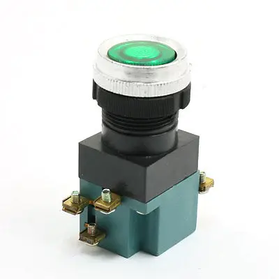 Green Momentary Push Button Switch 23mm 1 NO 1 NC 5A 380V AC