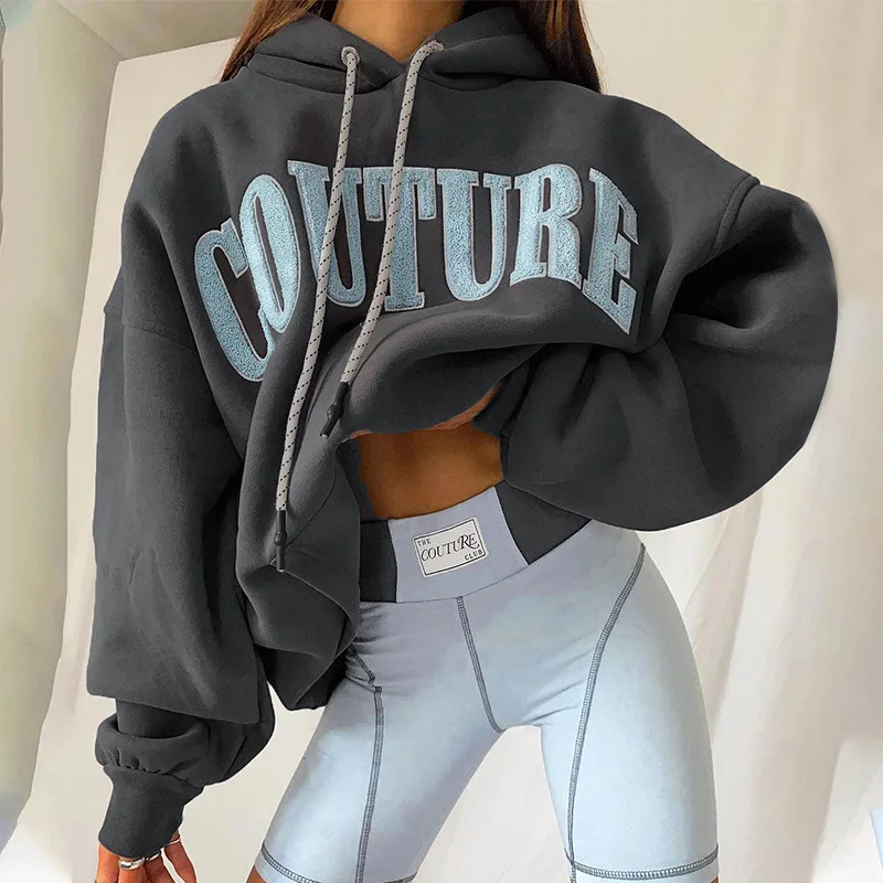 Letter Sport Hoodies Women Cotton Casual Winter Autumn Hooded Sweatshirt 2023 Fashion Streetwear Sweatshirtstops Oversized