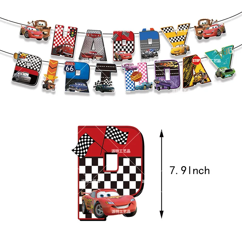 Disney Cars Lightning Mcqueen Birthday Party Decoration Foil Latex Number Balloons Set Tableware Set Backdrop Supplies For Kids