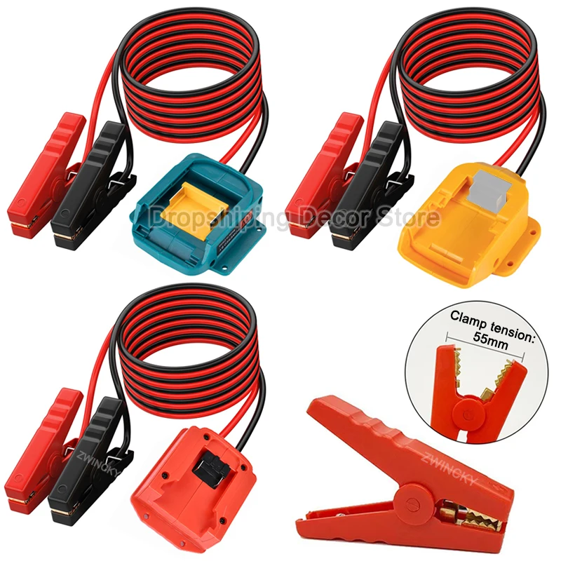 

Car Jump Starters for Makita/Dewal/Milwaukee 18V 20V Lithium Battery, Heavy Duty Automotive Booster Cables Car Igniter Adapter