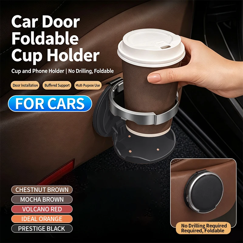 Handy Auto Side Door Cup Support Holder Foldable Beverage Bottle Rack Light‑Weight Car Interior Storage Tool Fits All Car Models