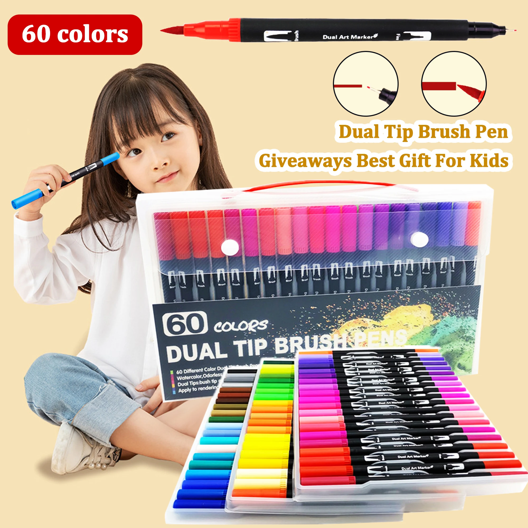 12-168 PCS Colored Art Marker Sketching Manga Markers Drawing Set Double head Watercolor Paint Brush Pen Supplies Stationery