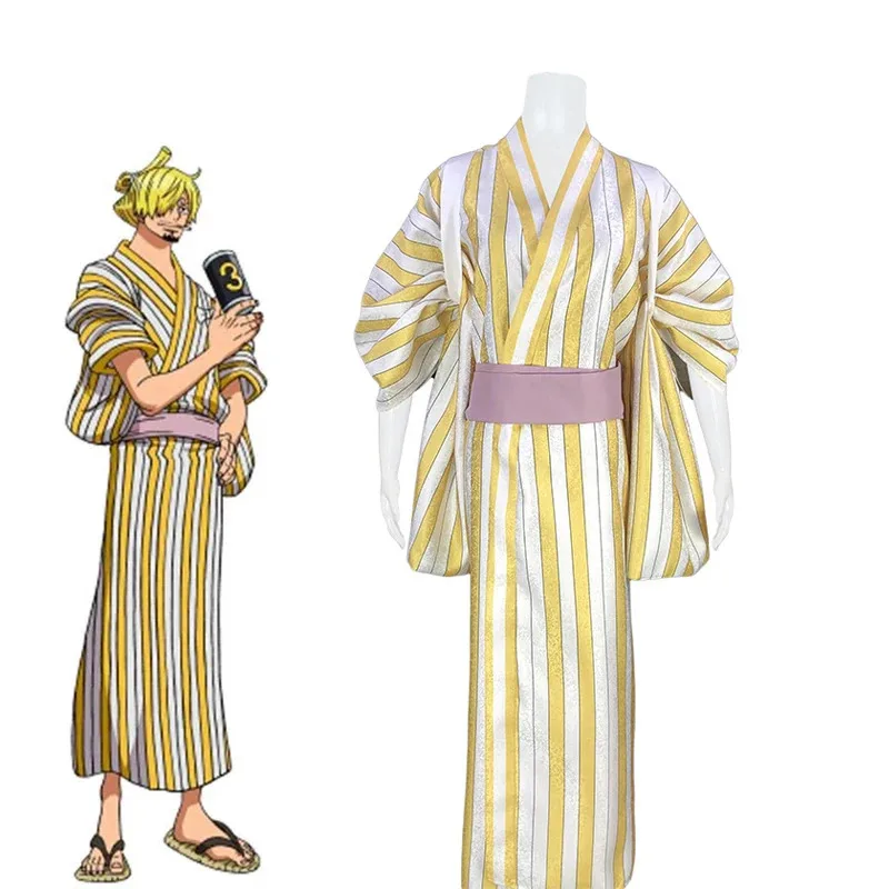 Anime Wano Country Vinsmoke Sanji Cosplay Men Kimono for Halloween Party Costume Wig New eo]5