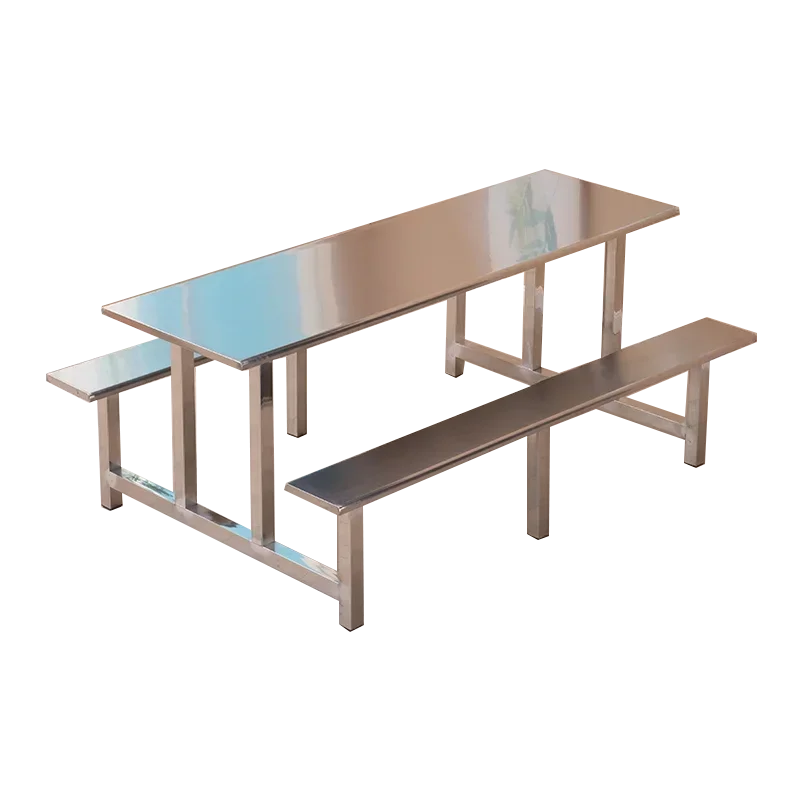 

School Student Staff Canteen Table and Chair Factory Canteen Stainless Steel Integrated Table Rectangular 4, 6, 8 people