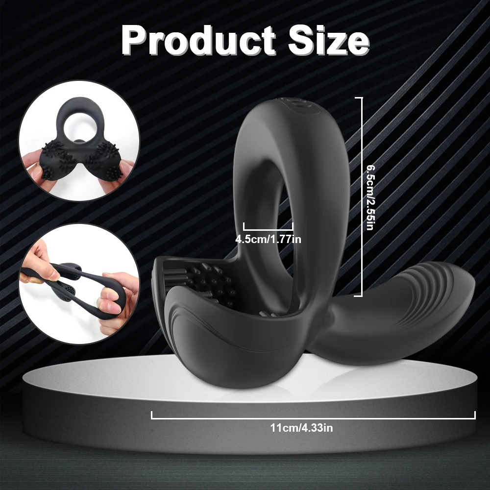 4 in 1 Cock Ring Perineum & Testicles Vibrator Delay Ejaculation Erection Penis Ring Sex Toys for Men Penisring Couples Cockring