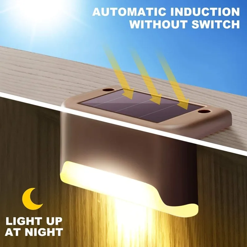 

Solar Step Lights IP65 Waterproof Outdoor Stair Lighting for Fence Railing Wall Deck Patio Aisle Staircase Ambiance Decor