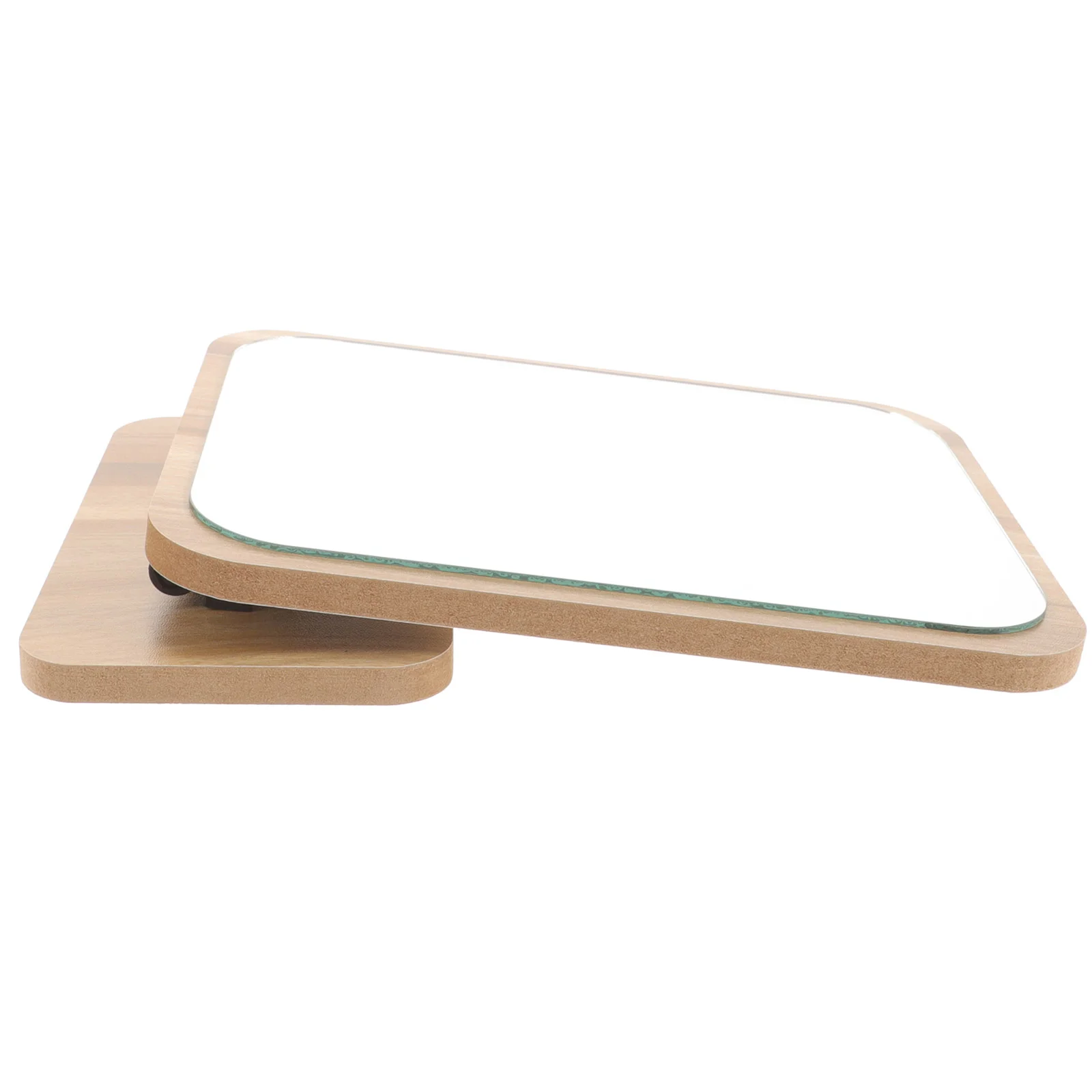 Espejo giratorio de madera para mujer, espejos de tocador de escritorio, maquillaje giratorio con soporte, plegado de mesa decorativo