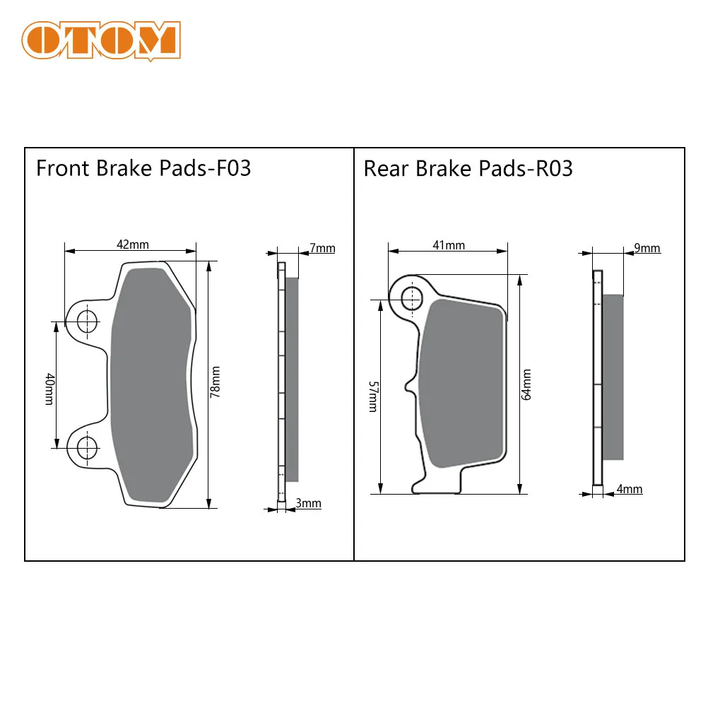 OTOM Brake Pad Copper Sintered Front F03 and Rear R03 Brake Shoe Disks For KAYO T4 T6 K6 GUIZUN MX6 KEWS K16 K18 X2 Motocross