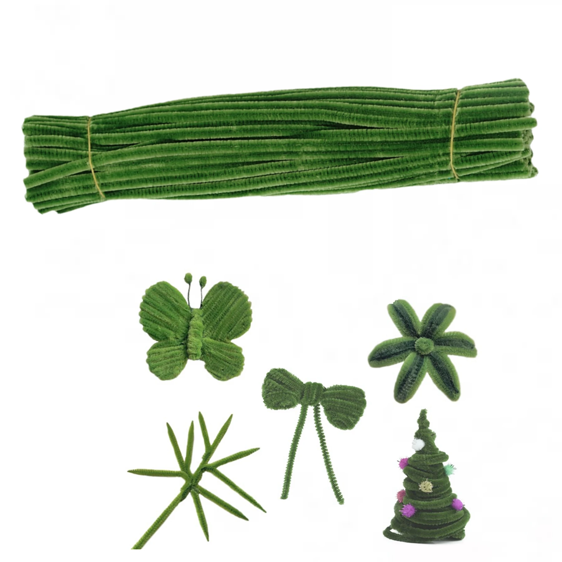 1000/100Pcs 30cm Green Pipe Cleaners Chenille Stem Solid Color Pipe Cleaners Set for Pipe Cleaners DIY Arts Crafts Decorations