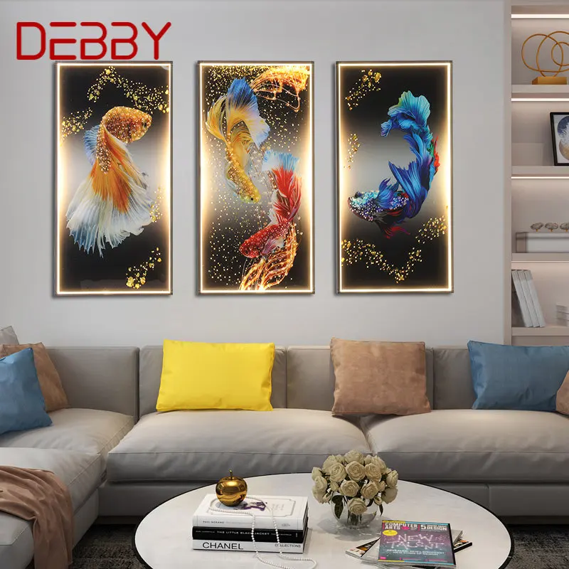 DEBBY Wall Lamps Modern Creative Three Pieces Suit Sconces Lighting Fish LED For Home Decoration