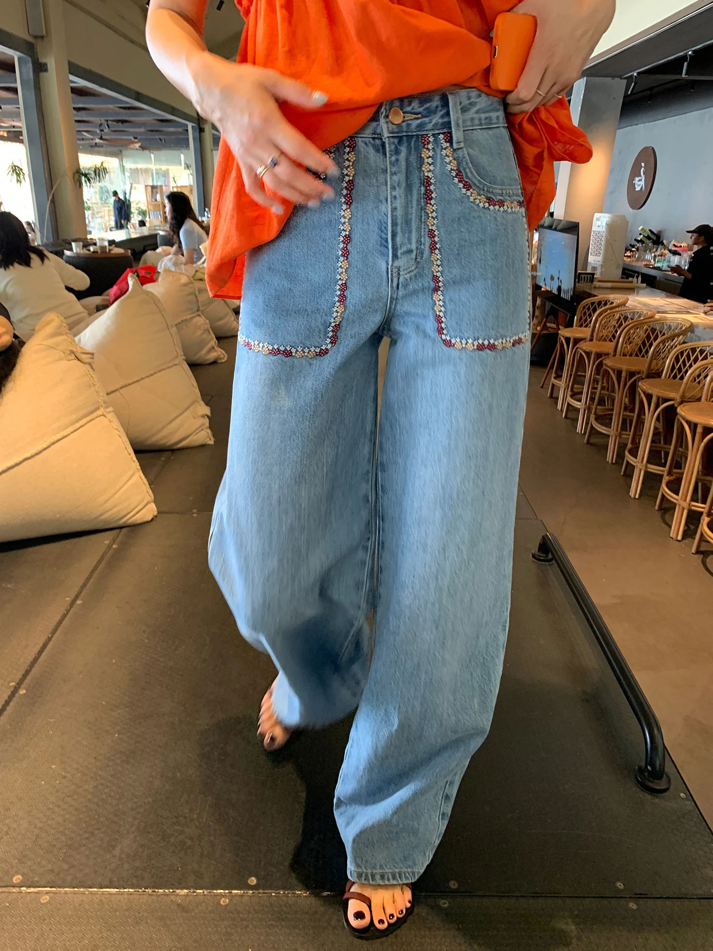 

High Waist Straight Leg Jeans Women's Spring 2026 New Design Sensation Small Cro Loose Fit Cotton Casual hine Embroidery