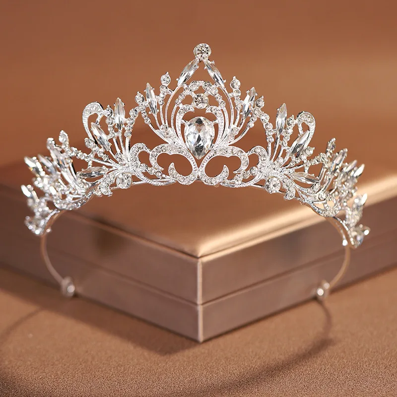 Fashion Elegant Korean Girls Crystal Tiara Crown For Women Party Wedding Princess Rhinestone Bridal Crown Hair Jewelry