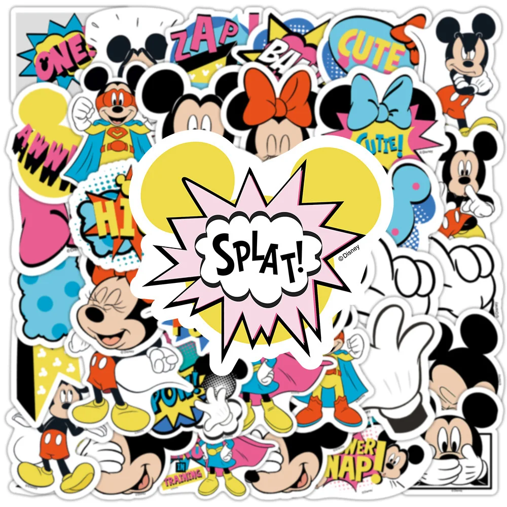 10/30/50pcs Cute Disney Mickey Mouse Anime Stickers Decal for Phone Case Notebook Skateboard Cartoon Graffiti Kids Sticker Decor