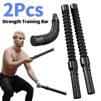 2Pc Barra di allenamento per la forza Barra di presa ergonomica per fitness Bicipiti Rinforzo per tricipiti Molla per l'espansore della forza del braccio Allenatore muscolare del braccio