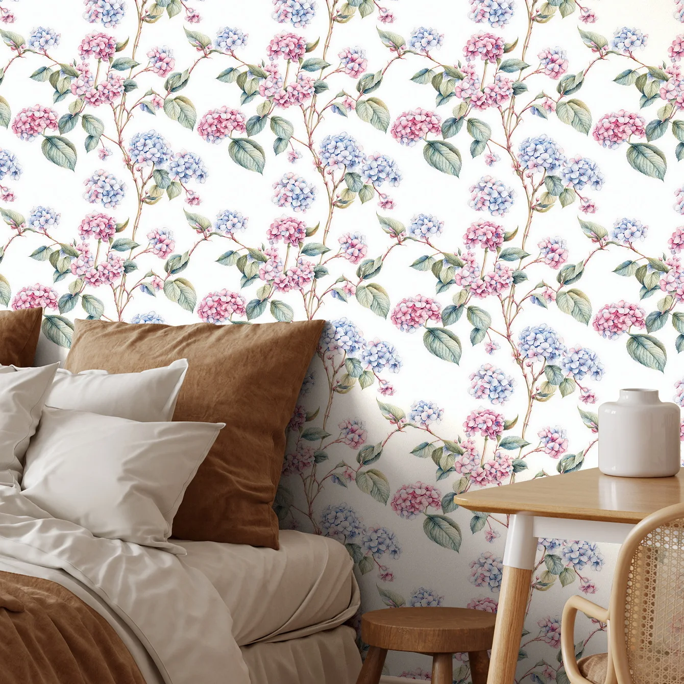 

Самоклеящиеся обои с гортензией и цветочным рисунком, водонепроницаемые съемные обои для спальни, полка, декор ящика