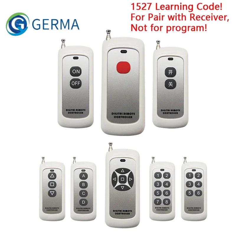 

GERMA 433MHz 1 2 4 8 Button 1527Code far distance Remote Control Switch RF Relay Transmitter Wireless Key For Garage Opener Door