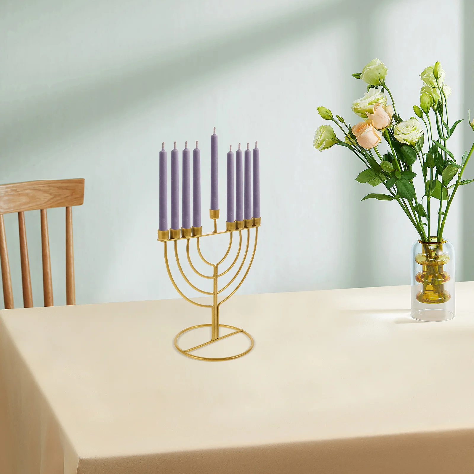 

Hanukkah Lantern Decor Holder for Pillar Candles Alloy Candlestick Ornaments