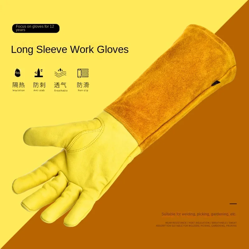 Rose Pruning Gardening Leather Gloves Beekeeping Thorn Proof Long Sleeve Work Glove Men Women Garden Pruning Gloves Dropshipping