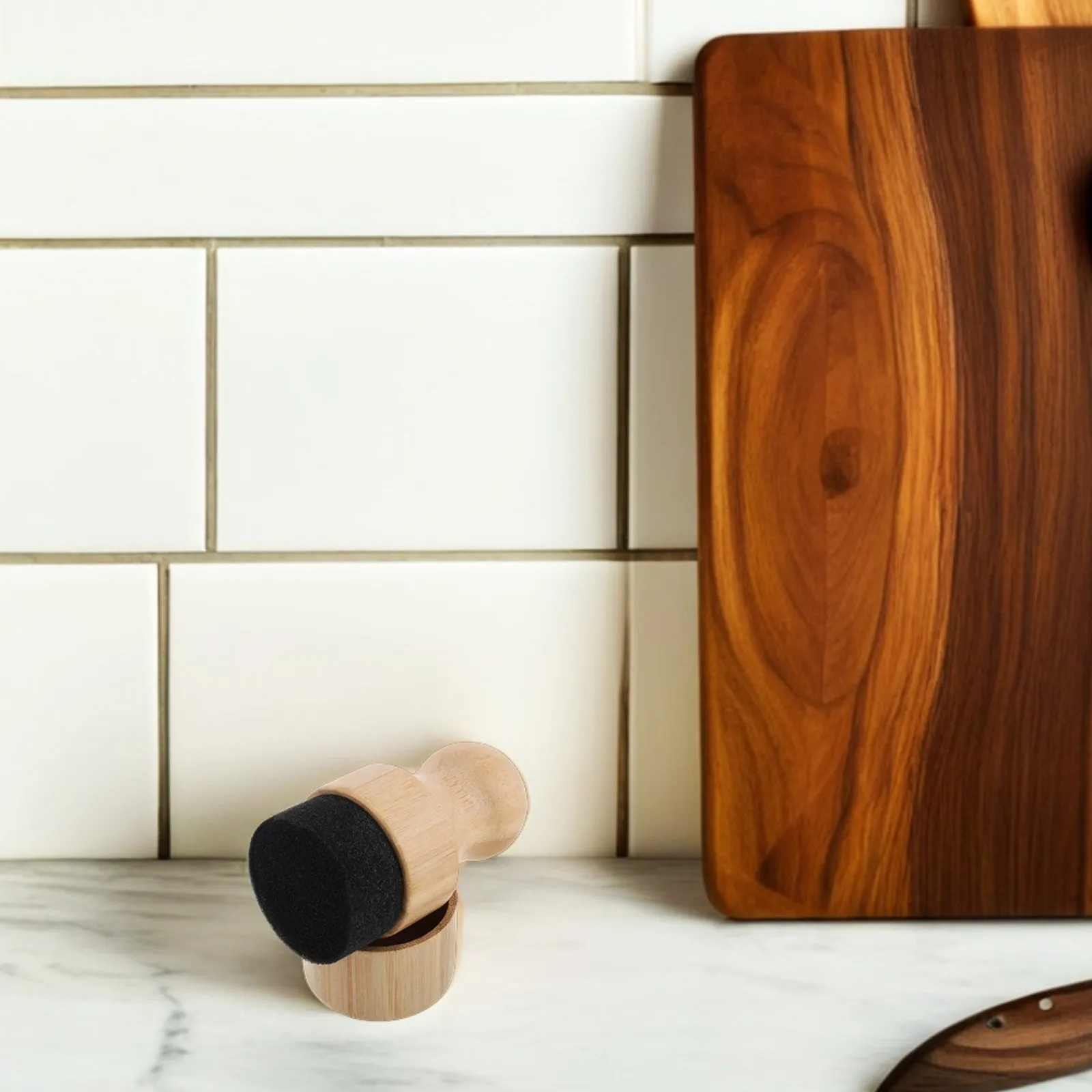 1 Juego de utensilios de cocina para aplicar cera y aceite en tablas de cortar, espátulas y cucharas de madera, con mango ergonómico, fácil de limpiar y tapa de almacenamiento