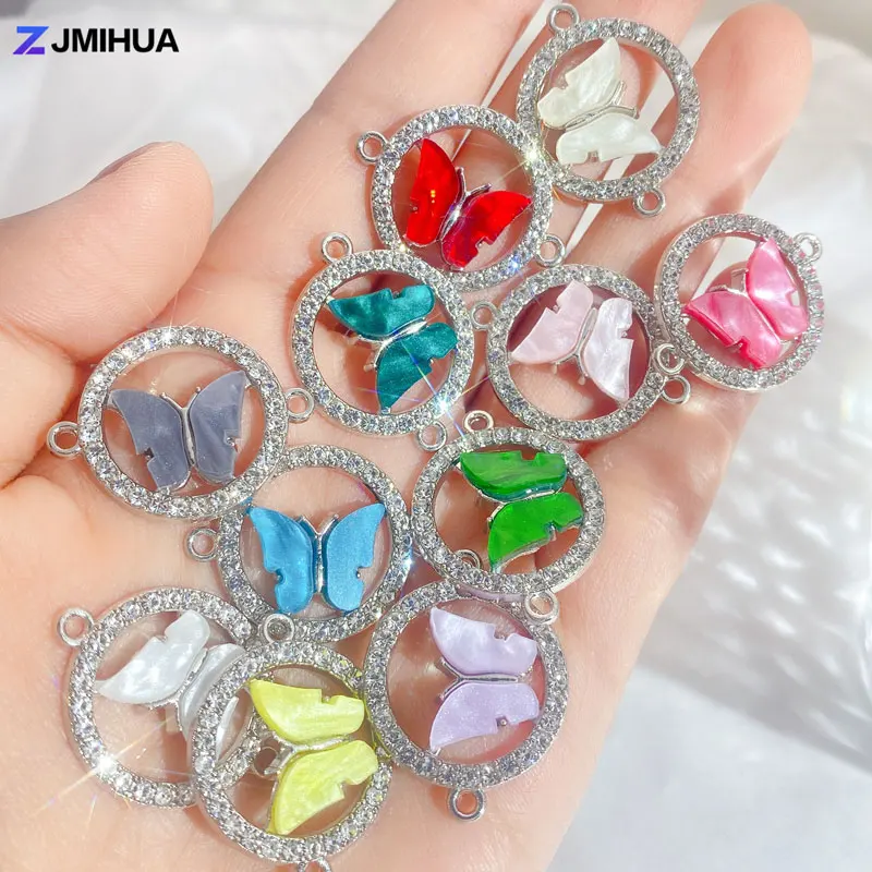 12pcs Crystal Butterfly Connectors Charms For Jewelry Making Findings Accessories DIY Handmade Women Necklaces Bracelets Anklets