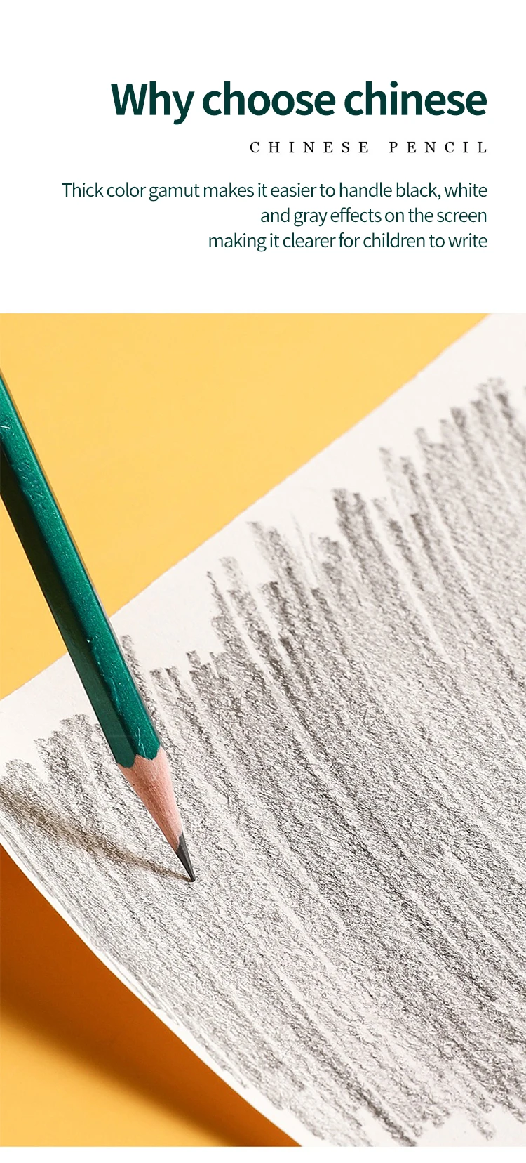 Schwarzer Skizzenstift, professioneller Holz-Zeichenstift, H/2H/3H/4H/5H/6H/HB 2/3/4/5/6/8/10/12B, Kunst-Briefpapier, 12 Stück – Detail 2