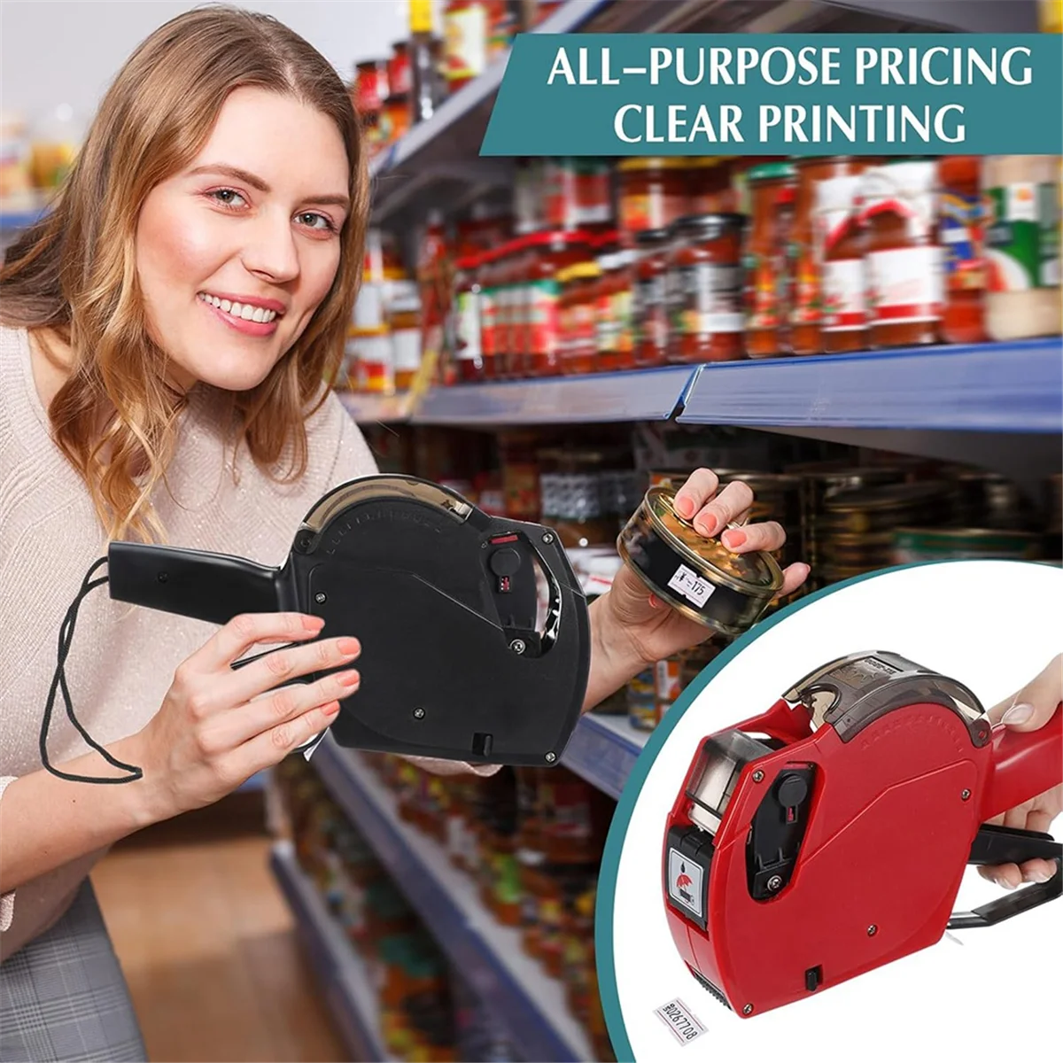 ADP-2 Pcs 8 Digits Price Tag-, Pricing- Kit with 20 Rolls Blank White Sticker Labels and 6 Ink Refill