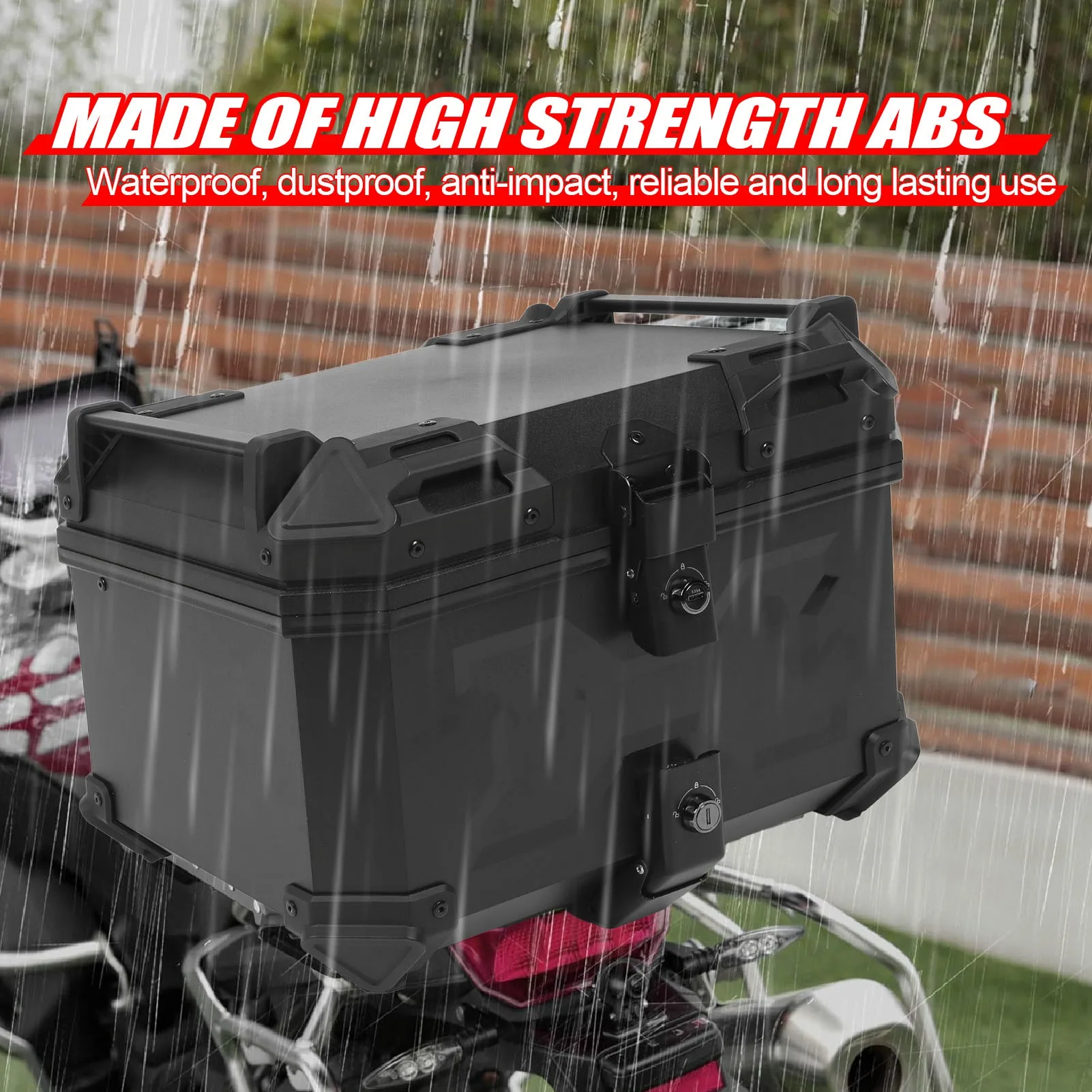45L Motorcycle Top Box Universal Waterproof Rear Luggage Storage Tool Cases Trunk Tour Tail Box with Quick Release Plate