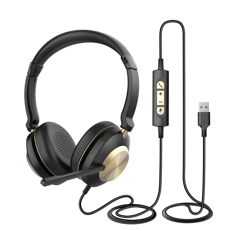 Ergonomic Design and Optimum Sound Quality Wired Business Headset With Noise cancelling Microphone Team Answer And End Call