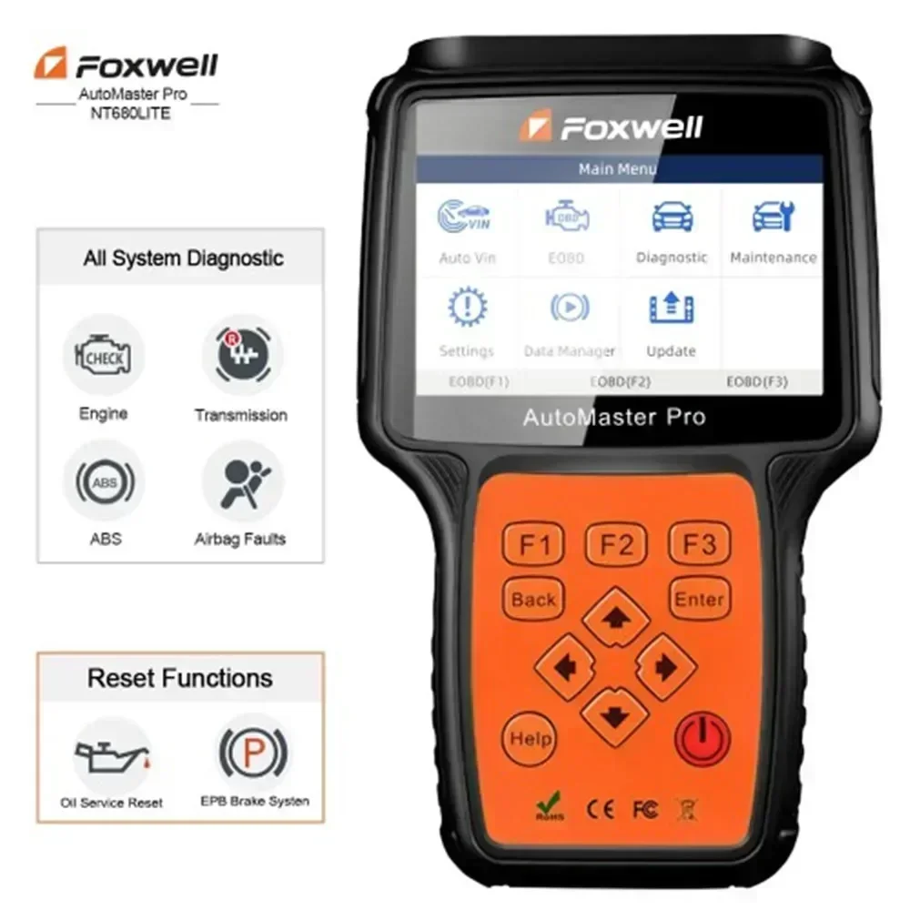 Foxwell NT680 Pro/NT 680 PlUS(WIFI)/ NT680 All-System OBDII Diagnostic Scanner Support Reset+EPB Functions Update of NT650 Elite