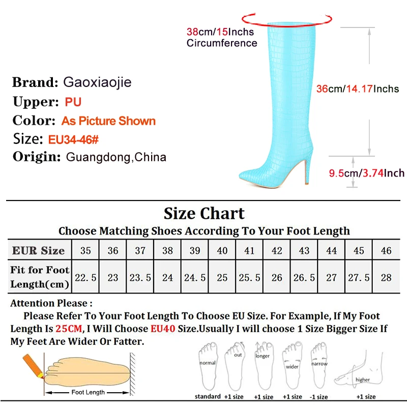 Green Long Boots Nightclub Women Boot Thin High Heels Knee High Boots Elegant Lady Pointed Toe Party Shoes Plus Size 43 44 45 46