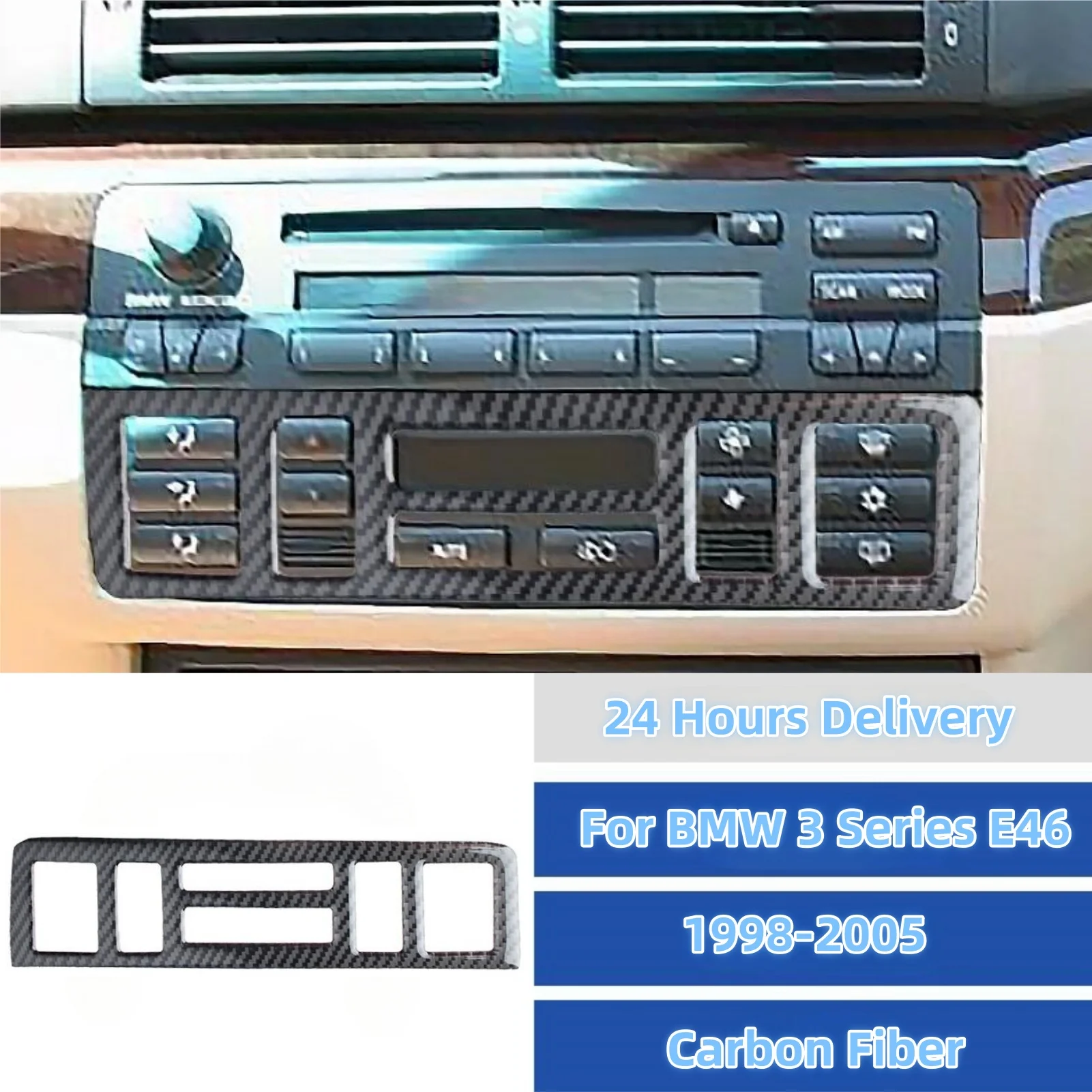 

For BMW E46 Accessories 3 Series 1998-2005 Carbon Fiber Interior Pegatinas De Coche Console Trim Cover Sticker Auto Assesories