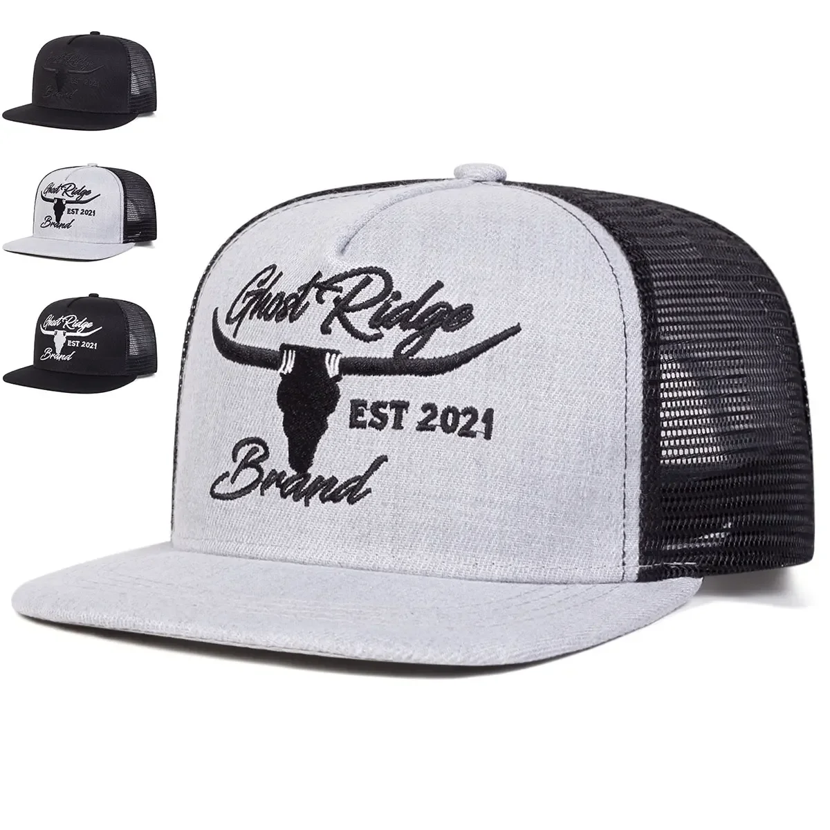 Unisex Bullhead Letter Embroidery Hip-hop Net Hats Spring An