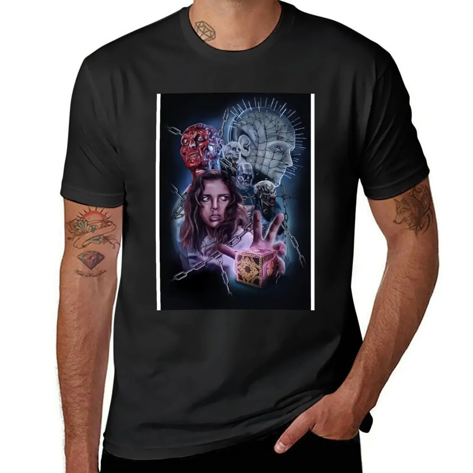 Hellraiser Vintage Horror Movie T-Shirt quick drying basketball graphic tees sweat t shirts for men pack