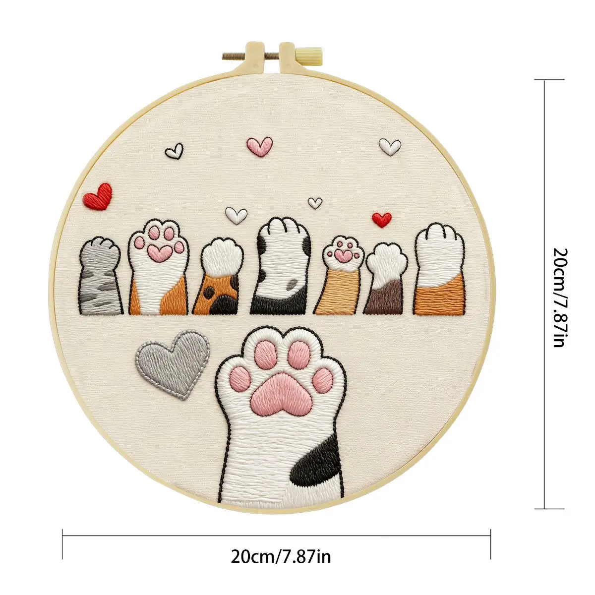 1 Stück 20X20CM/15X15CM 7,87/6,3 Zoll Katzenpfoten-Stickerei-Starter-Kit DIY-Kit DIY-Stickerei-Set Handarbeiten Heimdekoration – Detail 3