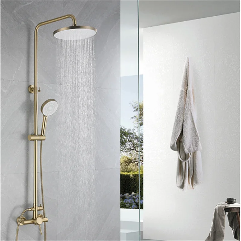 

Brushed Gold Rainfall Mixer Tap SUS304 Bathroom Shower Faucet Set