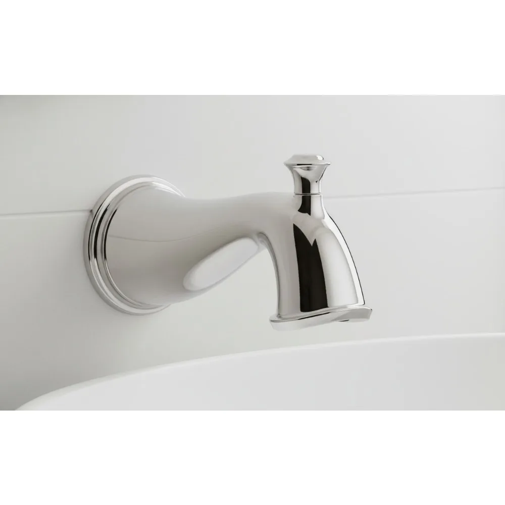 

Premium Polished Nickel Tub Spout with Pull-Up Diverter for Easy Bathing, Ideal for Homeowners and DIY Enthusiasts