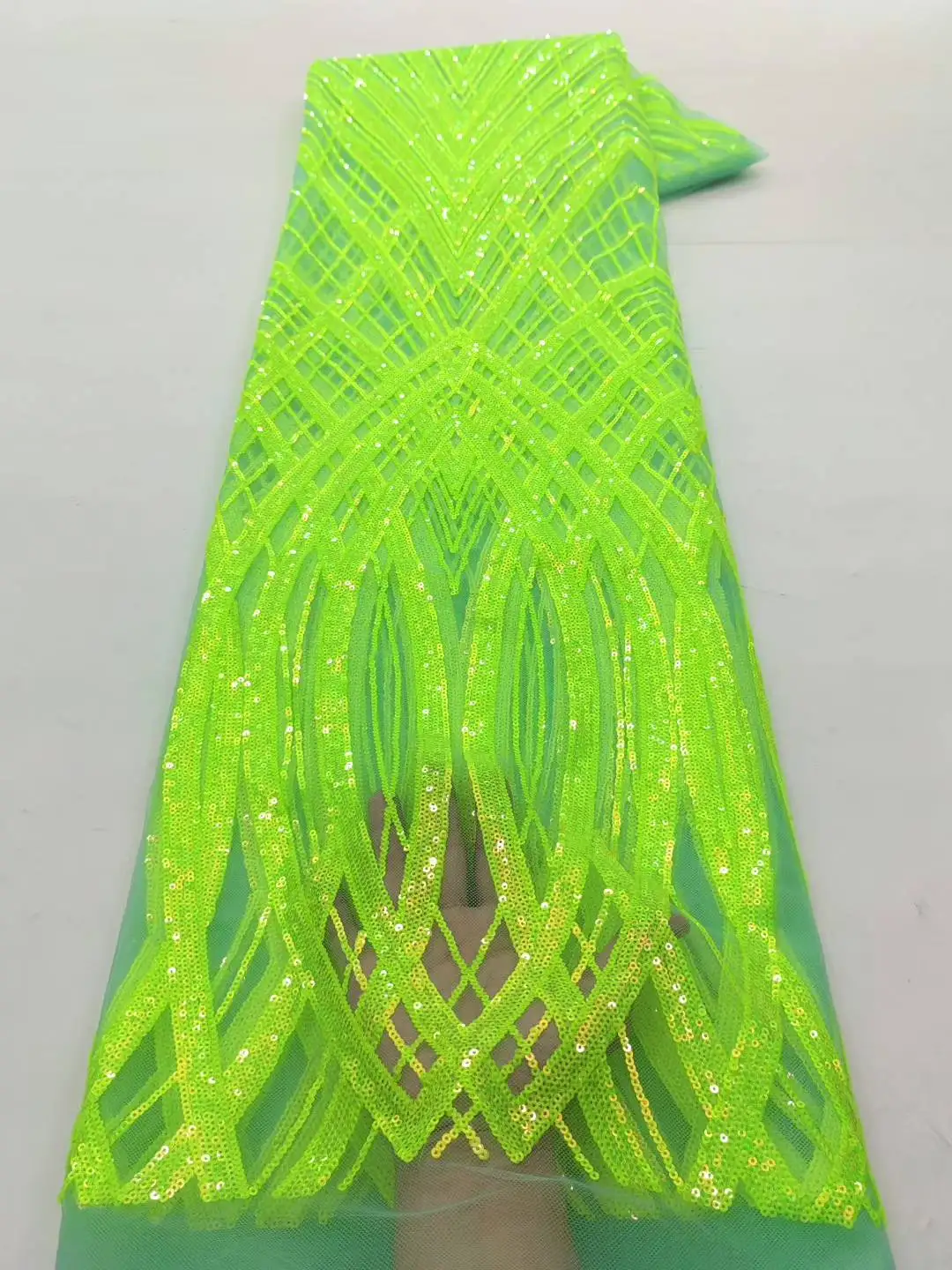 Luxury African Beaded  High Quality Nigerian Sequins With Pearl Lace French Tulle Lace Fabric For Party Dress Sewing