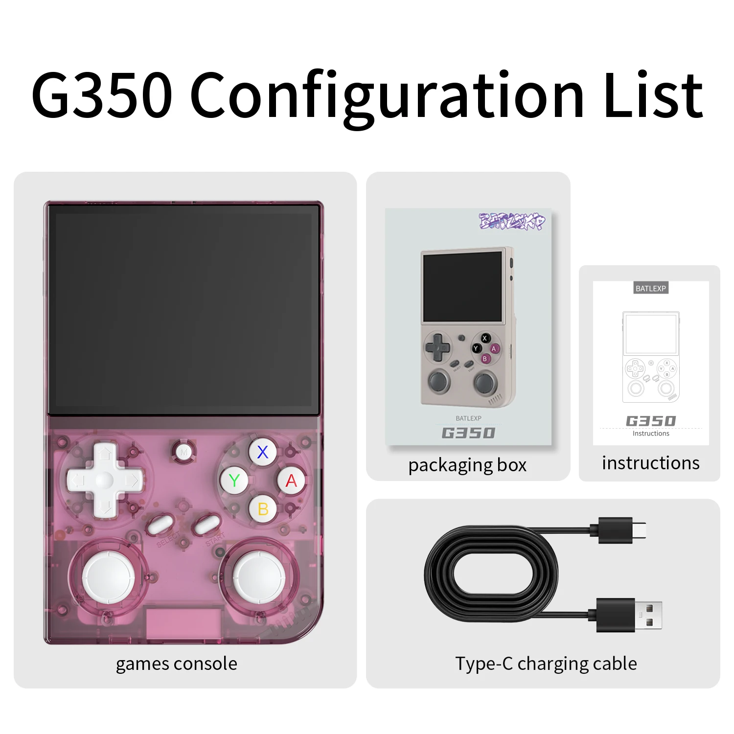 G350 Retro Handheld Game Console Linux 64-bit Systeem 3.5 "IPS Scherm RK3326 3200 mAh Draagbare Console Retro Video Game Console